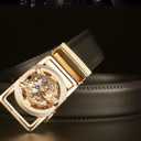 Numney Luxury Men Belts Black Leather 1.38 inch Width Designer Belts for Men,Used for Mens Dress Casual Adjustable Belt (Black)