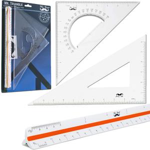 Mr. Pen Architectural Triangular Ruler Set with 12 Inch Triangular Scale, 11 Inch 30/60 and 8 Inch 45/90 Triangles