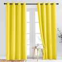NICETOWN Bright Yellow Blackout Curtains 84 inch Long for Bedroom - Thermal Insulated Solid Grommet Light Blocking Window Curtains & Drapes for Living Room (2 Panels, 52 x 84 Inch, Bright Yellow)