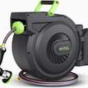 MYTOL Retractable Garden Hose Reel, 1/2 Inch x 100 ft + 6 ft Wall Mount Hose Reel with Automatic Slow Rewind System, Any Length Lock, 10 Patterns Hose Nozzle, 180°Swivel Bracket, for Garden Watering
