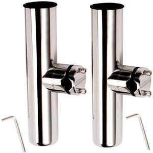 2PCS Stainless Tournament Style Clamp on Fishing Rod Holder for Rails 7/8" to 1", Rail Mount Rod Holder