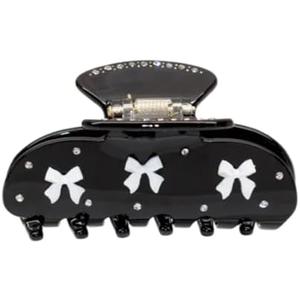 The RPZL Premium Acetate Big Hair Accessory | Oversized Claw Clip for Thick and Thin Hair | Stylish Hair Jaw Clip for Women and Girls (Black Bows)