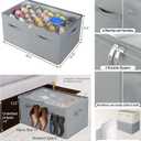 TOPIA HOME Shoe Organizer for Closet, Foldable Shoe Box with Adjustable Dividers and Clear Cover, Space Saving Shoe Storage Organizer Cabinet with Reinforced Handles, Fits 20 Pairs, Gray, TP10G