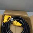 Camco Power Grip 30-Ft 50-Amp Camper/RV Extension Cord - Features Copper 6/3 + 8/1-Gauge Wires for Superior Conductivity - Rated for 125/250 V/12,500 W - Coated w/Heat-Resilient PVC (55195)