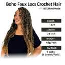 9 packs Boho Faux Locs Crochet Hair, 24 Inch, Ombre Honey Blonde Pre Looped Goddess Soft Locs Crochet Hair with Curly Ends, Bohemian River Locs for Black Women(T1B/27#, 24 Inch)