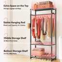 Clothing Rack for Hanging Clothes with 3 Shelves for Luggage Box Storage, Freestanding Mini Garment Rack 30" x 12" x 62",Black