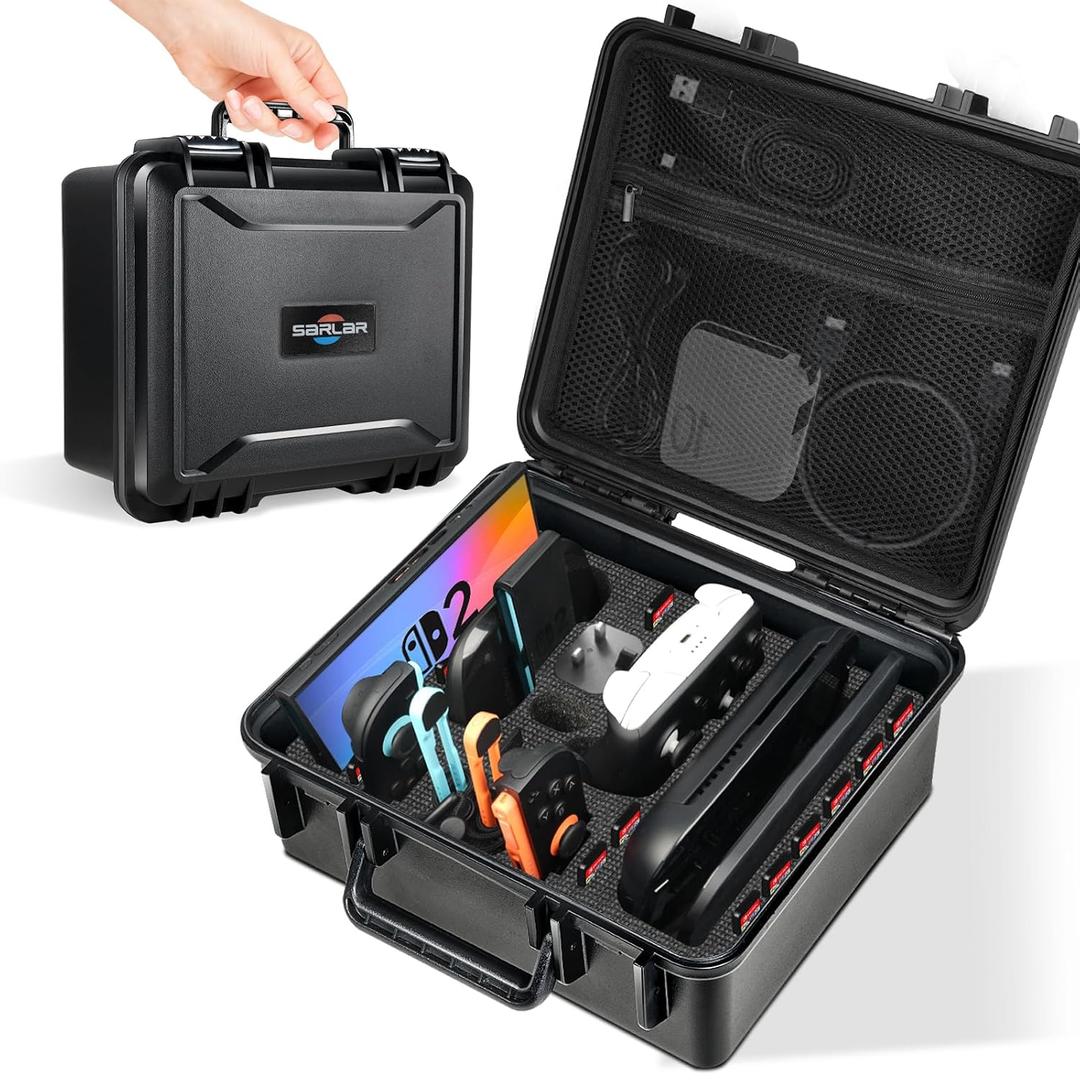 sarlar Hard Case for Nintendo Switch 2 Console, Joy-Con 2 Controller, Charging Grip, Straps, Dock, Pro Controller, AC Adapter, and Accessories, Premium PP Ultra Protector Carry Case for Travel