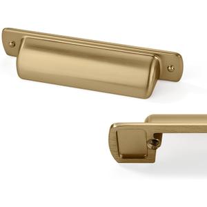 4 Pack Cup Pulls 3"(76mm) Center to Center Drawer Pulls Champagne Bronze Cabinet Cup Pulls Kitchen Cabinet Hardware Satin Brass Cabinet Handles Bin Cup Drawer Handles Gold Knobs.