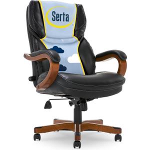 Serta Conway Big and Tall Executive Office Chair - Ergonomic Lumbar Support, Bonded Leather, Padded Armrests, High Back Computer Desk Chair, Black