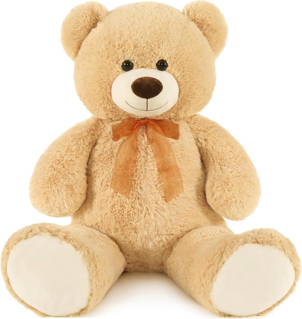 MorisMos Giant Teddy Bear Stuffed Animal 3ft,36'' Big Bear for Kid, Large Stuffed Bear for Baby Shower, Teddy Bear for Girlfriend Boyfriend Wife Mom Fiance Valentine's Birthday, Tan