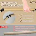 3FT Wooden Stair Handrails,Indoor Outdoor Hand Railings, Sturdy Wall Mount Support,Non-Slip Safety Handrail for Elderly, Children, and People with Physical Limitations