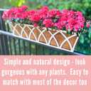LaLaGreen Deck Railing Planter Outdoor (2 Pack, 30") Rectangular Window Flower Box with Coco Liner, White Metal Wall Hanging Planters Plant Holder Mounted Horse Troughs Rail Fence Patio Garden Decor