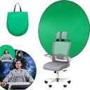 Green Screen Chair,56 IN Collapsible Green Screen Backdrop Kit,Pop Up Green Screen for Streaming with Storage BagPortable Greenscreen Backdrop for Photography,Gaming,Streaming,Zoom Meeting and Gaming