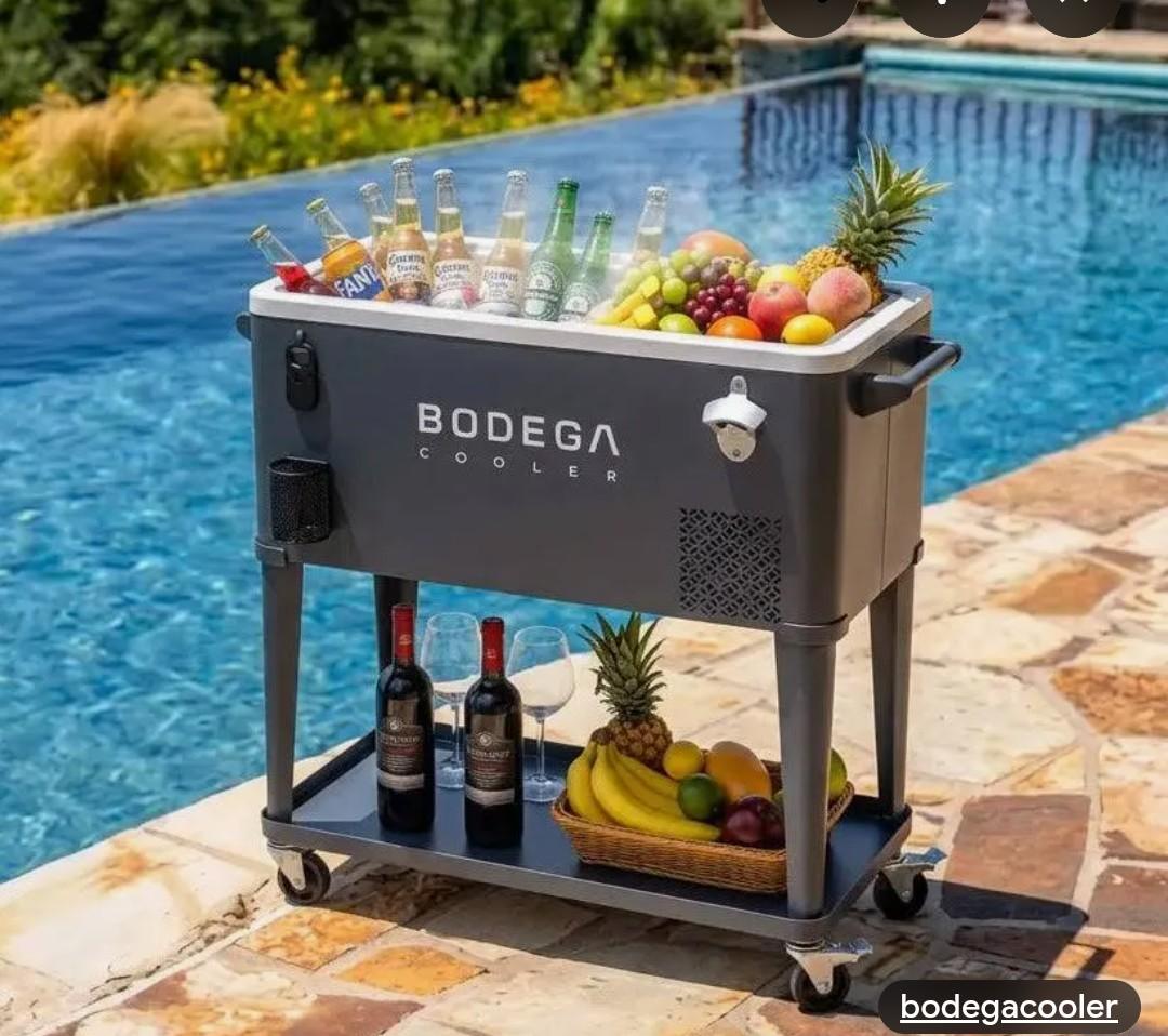 Bodega Cooler Ice-Free Portable Electric Coolers | 12v Portable Fridge on Wheels 50L for Poolside & Patio