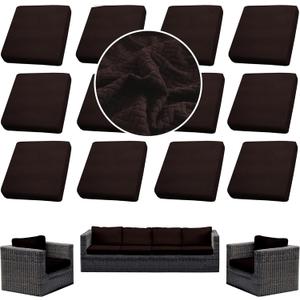 Outdoor Cushion Covers Set,12PCS Patio Furniture Couch Seat Slipcovers, Replacement for Sofa Sectional Chair(CoverOnly) (Brown)