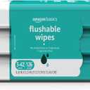 3 x Amazon Basics Adult Wet Wipes Flushable formulated without Fragrance, 126 Count (3 Packs of 42) Packaging May Vary