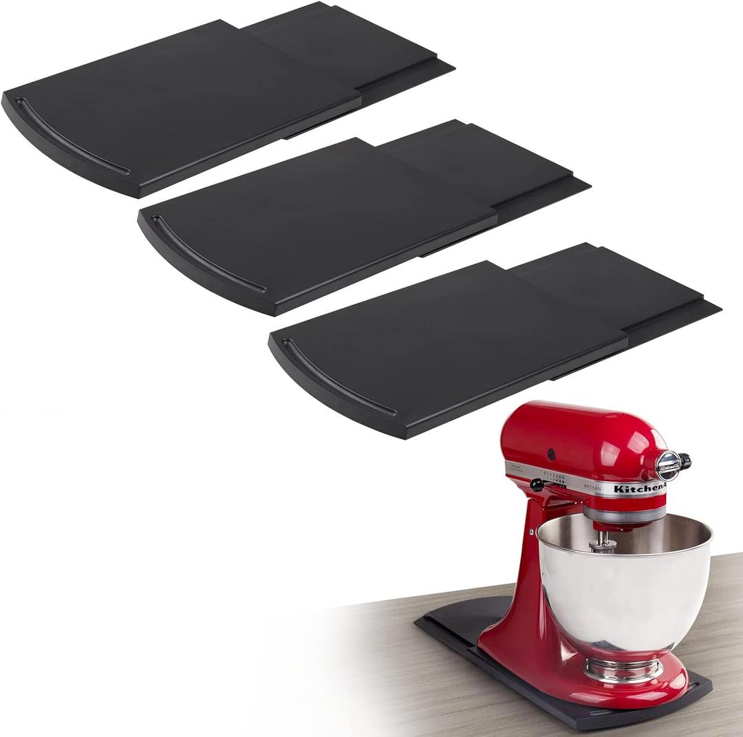 Bruvoalon Kitchen Appliance Sliding Tray, Slider for Coffee Pot, Coffee Maker, Toaster, KitchenAid Mixer, Blenders and Air Fryer, Coutertop with Rolling Wheels (3 Pack)