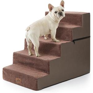 Dog Stairs for Small Dogs, 5 Tier Removable Wider Pet Stairs for Couch and Bed, 23.6" H Non-Slip Dog Steps for Puppies and Old Cats with Support Board, 29.5x19.7x23.6 inch, Brown
