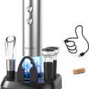 CIRCLE JOY Electric Wine Opener Stainless Steel Rechargeable Automatic Wine Bottle Opener Set 7-in-1 Wine Gifts for Wine Lovers with Charging Base, Foil Cutter, Wine Aerator Pourer & 2 Vacuum Stoppers
