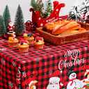 Tiamon Christmas Tablecloth Table Cover for Rectangle Table, 52 x 70 Inch Washable Red Buffalo Plaid Snowman Santa Claus Cover Decorations for Xmas Winter Holiday Party Supplies