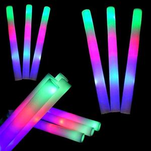 50 LED Foam Sticks Bulk 18 Inch - Multi Color with 3 Flashing Modes - Glow in The Dark Party Supplies