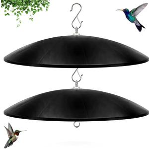 19.25-Inch Extra Large Squirrel Baffle, Hummingbird Feeder Shade Dome Cover, Bird Feeder Rain Guard, Hanging Squirrel Proof for Shepherd's Hook Outdoors (Black), 2 Pack