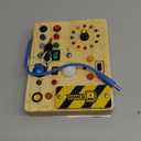 Busy Board, Montessori Toy for 1-3 Years Old, Wooden Toddler Sensory Travel Toy, Ideal Gift for 1+ Year Old Boys (Busy Board Plus V2), Medium, Yellow