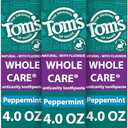 Tom's of Maine Whole Care Natural Toothpaste with Fluoride, Peppermint, 4 oz. 3-Pack Exp. 8/2027