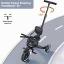 newyoo Toddler Bike, Tricycle w Push Handle for 1-3 Year Old, Birthday Gifts and Toys for Boy's and Girl's Birthday, Convertible 5 in 1 Baby Balance Bike, Kids Outdoor Riding Toys, Black, TR007