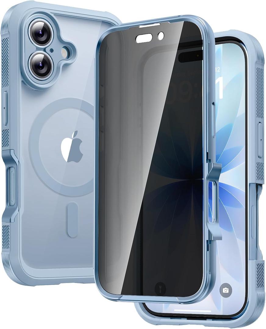Diaclara Magnetic Designed for iPhone 17 Case 6.3'' [Full Camera Protection] Full Body Bumper,[Compatible with MagSafe] Phone Case w/Built-in Privacy Screen Protector,Blue
