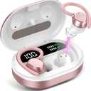 Ear buds Wireless Earbuds, HiFi Stereo Bluetooth 5.3 Running Headphones with Dual LED Display 30Hrs Playtime, Built-in Mic, Type-C, in-Ear Bluetooth Earphones with Earhooks for Sport, Rose Gold