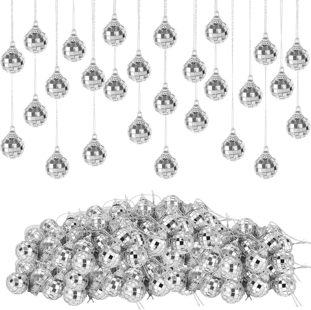 200 Pcs Mini Disco Balls 1.2 Inch Mirror Hanging Disco Ball Christmas Mirror Ball Ornaments for 70s 80s Disco Party Christmas Tree Birthday Wedding