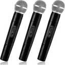 Zddaoole 3 Pcs Kids Microphone Toy,Plastic Fake Microphone Pretend Play Toy Black Stage Mics Toys for Halloween Christmas Karaoke Costume Party Favors