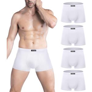 wirarpa Men's Breathable Modal Microfiber Trunks Underwear Covered Band Multipack (White, Small-4 Pack)