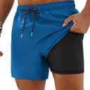 Alimens & Gentle Mens Swim Trunks Compression Liner 5 Inch Inseam Quick Dry Beach Board Shorts with Zipper Pockets Gym