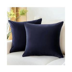 QUORGVES Navy Blue Velvet Pillow Covers 18x18 Inch Set of 2, Soft Solid Decorative Square Throw Pillow Covers, Decor Cushion Covers for Bed Sofa Couch Bedroom Living Room - Dark Blue