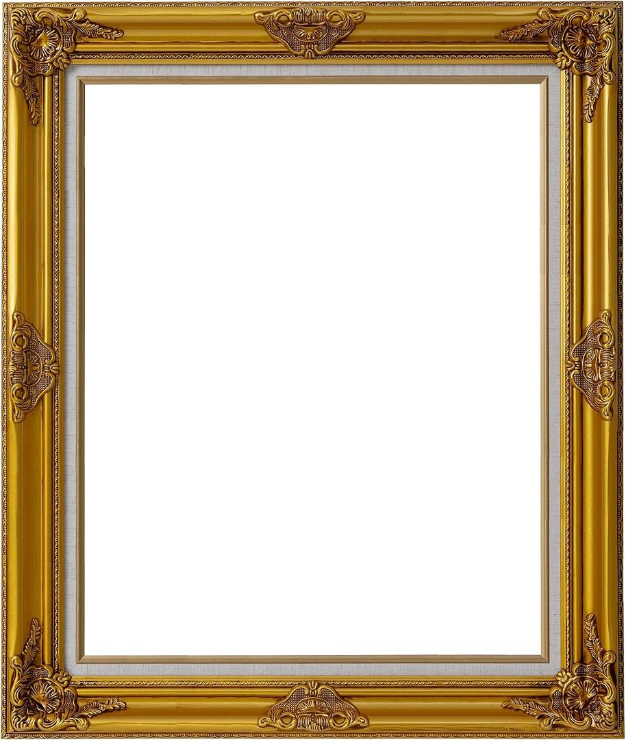 ArtXO 16x20 Antique Gold Canvas Frame, 2.85" Wide Ornate Wood Wall Decor