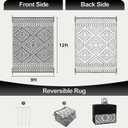 Wonnitar Outdoor Rugs 9x12 Waterproof Plastic Straw Rug, Large Outdoor Camping Rug for RV, Reversible Portable Outside Lightweight Area Rug for Backyard Balcony Beach Picnic, Grey