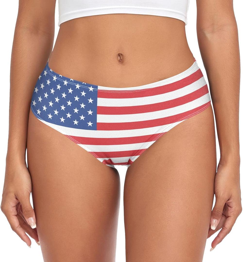 Soft Underwear Women Briefs Flag Colored Breathable Ladies Hipster Panties XS-XXL (Large)