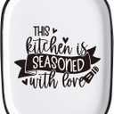 Ceramic Spoon Rest for Kitchen Stove Top Counter, Funny Kitchen Seasoned with Love Heat Resistant Spoon Holder, Kitchen Cute Decor, Kitchen Accessories for House Warming
