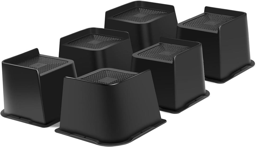 Bed Risers Heavy Duty, Oversized Furniture Risers, Support Up to 6000 Lbs, Lift 3 inch for Couch, Sofa, Table,Chair (Black 2P ack, 4 inch)