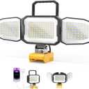 LED Work Light Compatible with DeWalt 20V Battery, 150W 15000LM Flood Light, 6500K Daylight 3-Head Adjustable, USB Type-C&2 Brightness Modes Portable Flashlight Job Site Light (Battery Not Included)