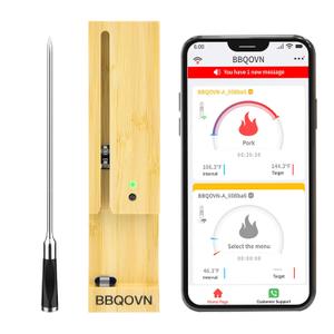 Bluetooth Wireless Meat Thermometer 3.9mm Ultra-Thin Probe NIST Accuracy Certification 800FT Range Monitor Temperature for BBQ, Grill, Kitchen, Sous Vide ,Oven, Smoker (small, black)