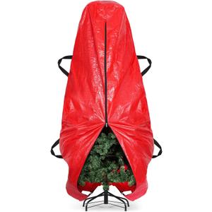 BALEINE Upright Christmas Tree Storage Bag, 7.5 ft Tear Resistant PE Material Christmas Tree Bag with 4 Reinforced Handles for Xmas Holiday (Red)