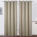 LEMOMO Blackout Curtains 66 x 84 inch/Beige Curtains Set of 2 Panels/Thermal Insulated Room Darkening Bedroom Curtains