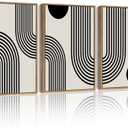 Drsoum Black Abstract Wall Art Framed Minimalist Bohemian Wall Decor Geometric Lines Artwork Hallway Bedroom Prints Ready to Hang 11x14in Natural Framed