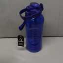 AQUAFIT 64 oz Water Bottle with Time Marker - 2in1 Straw & Chug Lid - BPA Free Big Water Bottle with Straw - Gym Water Bottle with Strap - Water Jug (64 Ounces, Blue)