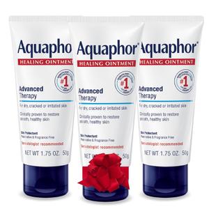Aquaphor Advanced Therapy Healing Ointment, Hypoallergenic, Fragrance Free Body Moisturizer for Dry Skin and Minor Wound Care, Travel Size Skin Care Set for Holiday Gifts, 1.75 Oz Tube, Pack of 3