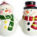 Gift Essentials Snowman Salt and Pepper Shaker Set  Festive Ceramic Winter Salt and Pepper Shakers  Holiday Tabletop Kitchen Decor  Novelty Christmas Decor