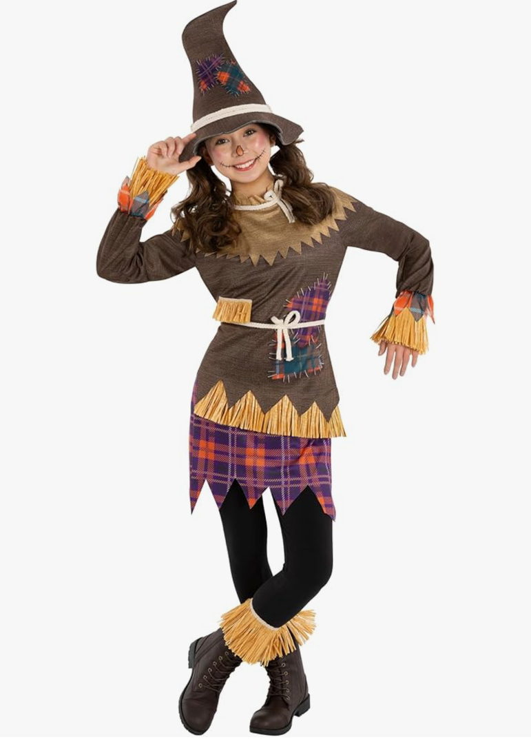 Morph Kids Scarecrow Costume for Girls - Creepy Scarecrow Outfit for Little Girls - Fun Halloween Dress-Up M